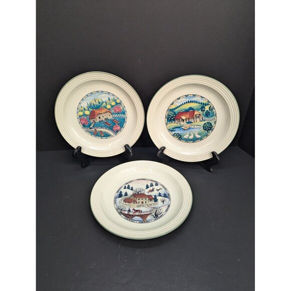 Vintage Studio Nova Seasons Plates 8 1/2" Spring Summer Winter Bread Plate Lot o - Picture 1 of 13